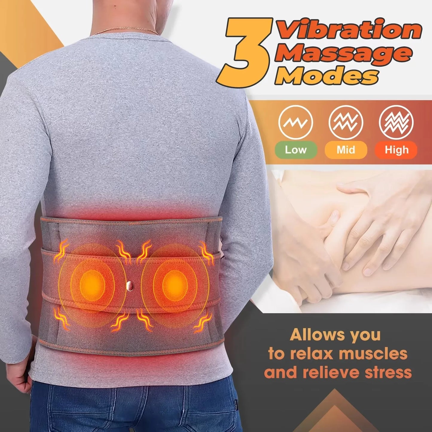 Electric Heating Waist Massager Vibration Hot Compress Lumbar Brace Belt Waist Massage Back Support Relax Blood Circulation